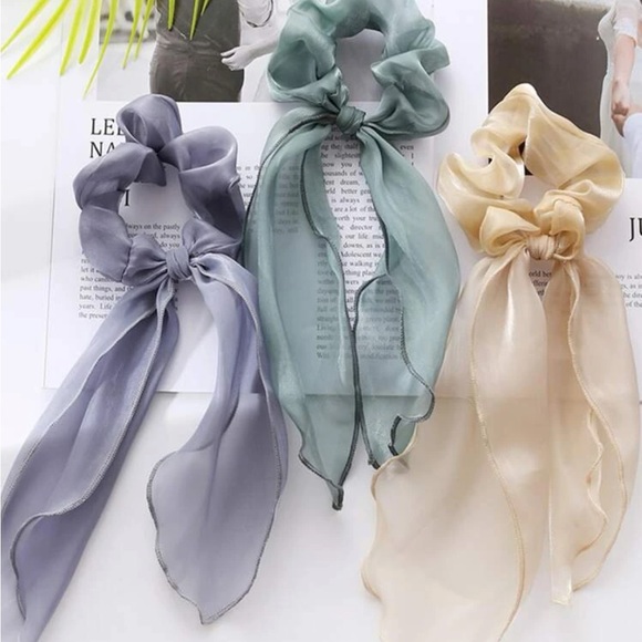 Set of 7 Colorful Fabric Hair Scrunchies - Picture 3 of 6